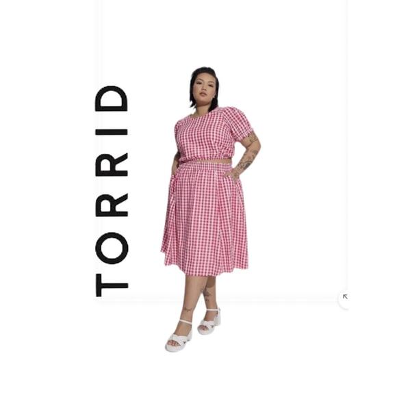 Torrid Red & White Gingham Skirt & Top Set Sz. 2X - Picture 1 of 5
